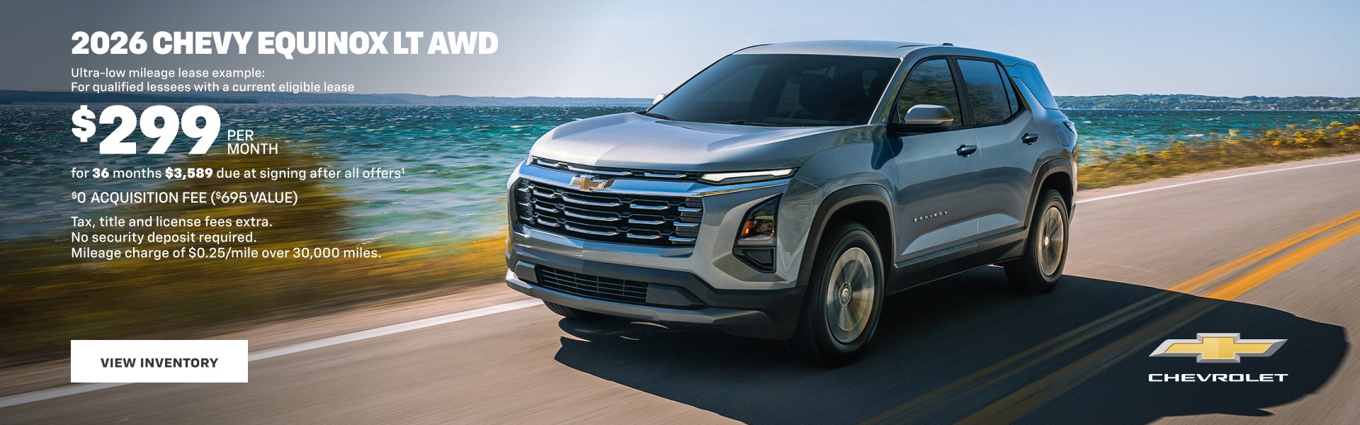 2026 Chevy Equinox LT AWD. Ultra-low mileage lease example for qualified lessees with a current e...